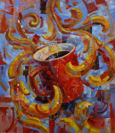 Картина под названием "Strong black coffee" - Serhii Voichenko, Подлинное произведение искусства, Масло