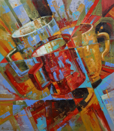Painting titled "Three cups" by Serhii Voichenko, Original Artwork, Oil