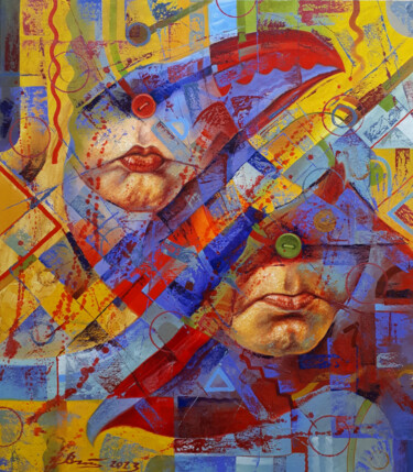 Картина под названием "Introversion" - Serhii Voichenko, Подлинное произведение искусства, Масло