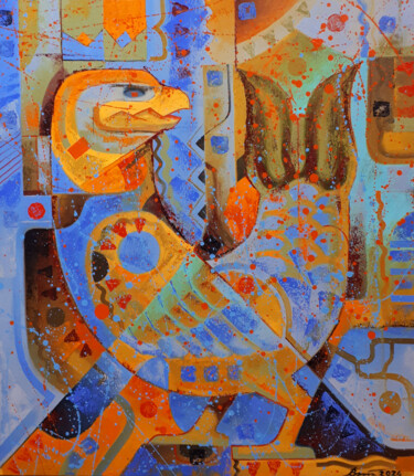 Картина под названием "Fish de Bird" - Serhii Voichenko, Подлинное произведение искусства, Масло