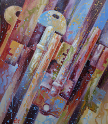 Malerei mit dem Titel "The keys" von Serhii Voichenko, Original-Kunstwerk, Öl