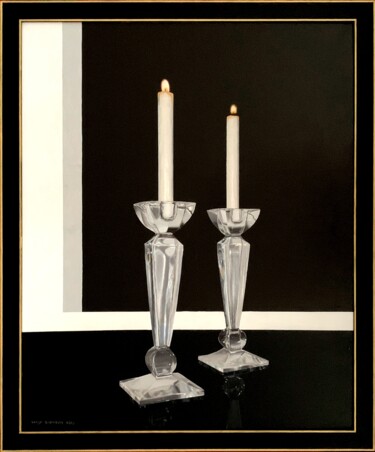 Painting titled "Two Candles" by Serhii Zapasnyi, Original Artwork, Oil