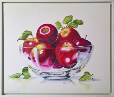 Pintura intitulada "Red Apples II" por Serhii Zapasnyi, Obras de arte originais, Óleo Montado em Plexiglass