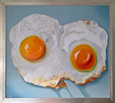 Pittura intitolato "Fried egg" da Serhii Zapasnyi, Opera d'arte originale, Olio