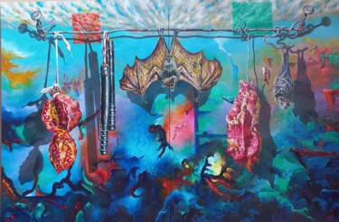 Картина под названием "Las golondrinas se…" - Serhii Zavarzin, Подлинное произведение искусства, Акрил