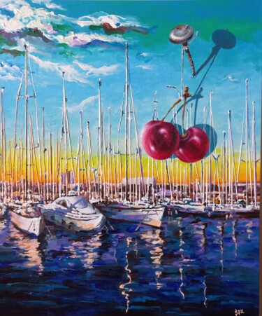 Painting titled "Barcelona. Port Vell" by Serhii Zavarzin, Original Artwork, Acrylic