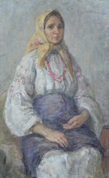 Malerei mit dem Titel "Grandma Native" von Serhii, Original-Kunstwerk, Öl