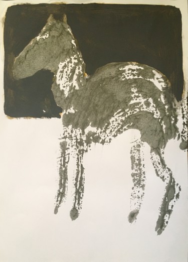 Картина под названием "Foal" - Sergii Shkoliar, Подлинное произведение искусства, Акрил