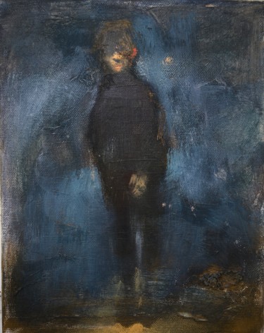 Ζωγραφική με τίτλο "Agent 008" από Sergii Shkoliar, Αυθεντικά έργα τέχνης, Λάδι Τοποθετήθηκε στο Ξύλινο φορείο σκελετό