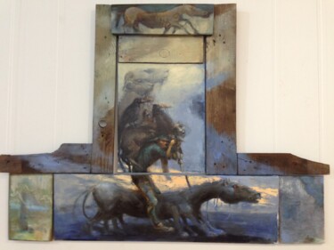 Painting titled "SLEIPNIR" by Sergii Shkoliar, Original Artwork, Oil Mounted on artwork_cat.