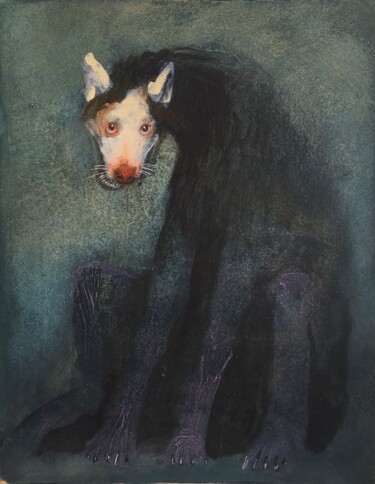 「dog named Sausage」というタイトルの絵画 Sergii Shkoliarによって, オリジナルのアートワーク, アクリル