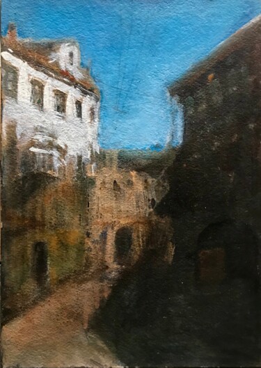Painting titled "Old town" by Sergii Shkoliar, Original Artwork, Oil