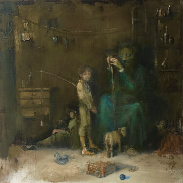 Peinture intitulée "miracles in the att…" par Sergii Shkoliar, Œuvre d'art originale, Huile Monté sur Châssis en bois