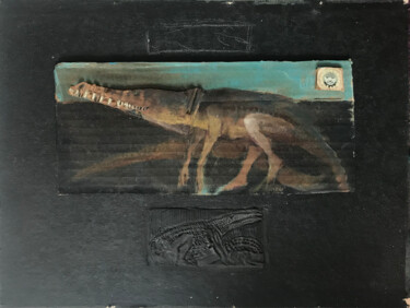 Malerei mit dem Titel "Crococarboard right…" von Sergii Shkoliar, Original-Kunstwerk, Acryl Auf Karton montiert