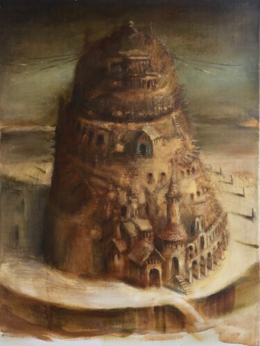 Painting titled "UTOPIA 2" by Sergii Shkoliar, Original Artwork, Oil Mounted on Wood Stretcher frame