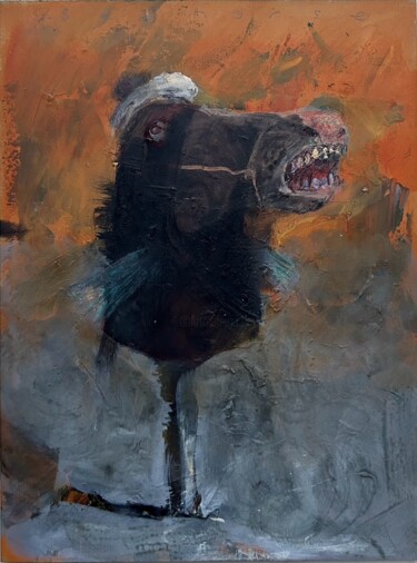 Schilderij getiteld "Seahorse" door Sergii Shkoliar, Origineel Kunstwerk, Acryl Gemonteerd op Andere stijve panelen