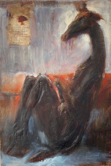 Malerei mit dem Titel "exquisite giraffe" von Sergii Shkoliar, Original-Kunstwerk, Öl Auf Andere starre Platte montiert