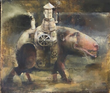 Painting titled "MechFac (Faculty of…" by Sergii Shkoliar, Original Artwork, Oil Mounted on Wood Panel
