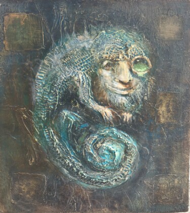 Malarstwo zatytułowany „Chameleon” autorstwa Sergii Shkoliar, Oryginalna praca, Olej