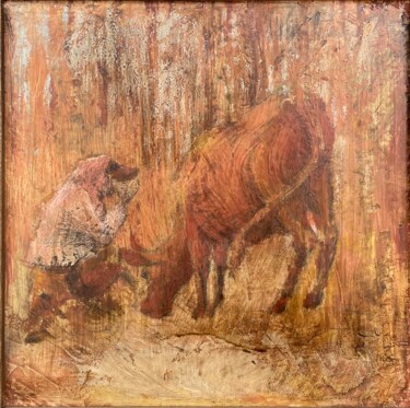 Malerei mit dem Titel "Shepherd" von Sergii Shkoliar, Original-Kunstwerk, Öl Auf Andere starre Platte montiert
