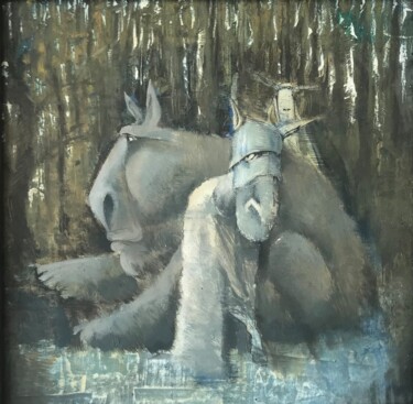 Pintura titulada "Where is the knight" por Sergii Shkoliar, Obra de arte original, Oleo Montado en Otro panel rígido