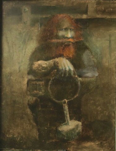 Pintura titulada "Mjolnir's master" por Sergii Shkoliar, Obra de arte original, Oleo Montado en Panel de madera