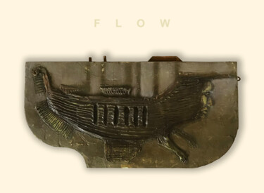 Skulptur mit dem Titel "Flow" von Sergii Shkoliar, Original-Kunstwerk, Öl Auf Holzplatte montiert