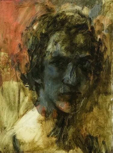 Painting titled ""Portrait of a youn…" by Marina Shavyrina-Shkoliar, Original Artwork, Oil