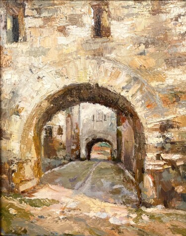 Painting titled ""The Russian Gate"" by Marina Shavyrina-Shkoliar, Original Artwork, Oil Mounted on Wood Stretcher frame