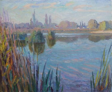 Painting titled "Pond" by Serhiy Vutyanov, Original Artwork, Oil
