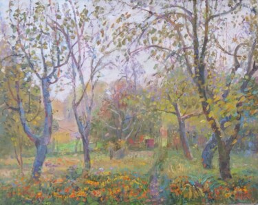 Painting titled "Autumn garden." by Serhiy Vutyanov, Original Artwork, Oil