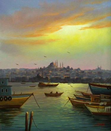Painting titled "Bosphorus_2.jpg" by Şeref Aydınlık, Original Artwork, Oil