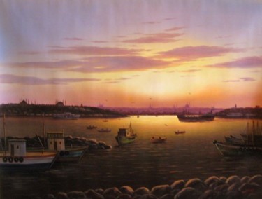 Painting titled "Bosphorus_3.jpg" by Şeref Aydınlık, Original Artwork, Oil