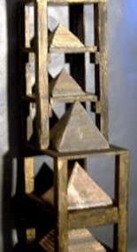 Sculpture titled "pyramid totem-pole" by Serinity Knight, Original Artwork, Mixed Media