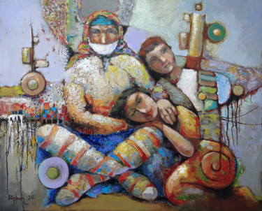 Картина под названием "Grandmother (80x100…" - Serkhach, Подлинное произведение искусства, Масло Установлен на Деревянная ра…