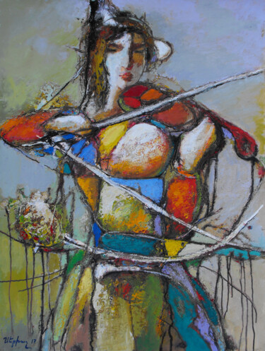 "The violinist (50x7…" başlıklı Tablo Serkhach tarafından, Orijinal sanat, Petrol