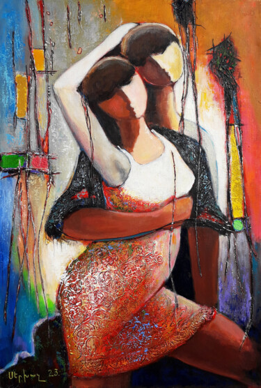 Painting titled "Love and passion(90…" by Serkhach, Original Artwork, Oil Mounted on Wood Stretcher frame