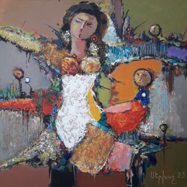 Peinture intitulée "Playing with mother" par Serkhach, Œuvre d'art originale, Huile Monté sur Châssis en bois