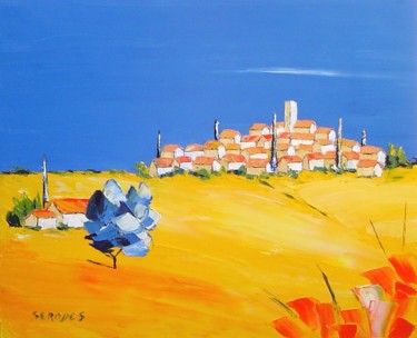 绘画 标题为“Village aux cyprès” 由Jean Louis Serodes, 原创艺术品, 丙烯