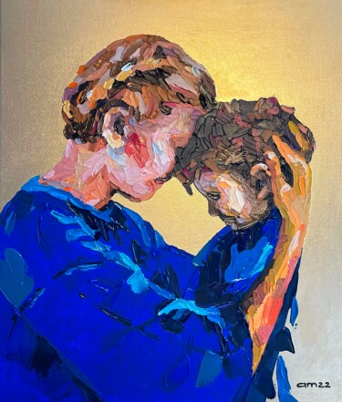 Painting titled "Protejam as Crianças" by Anastasiya Molchanova, Original Artwork, Acrylic Mounted on Wood Stretcher frame