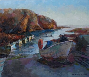 Pintura intitulada "“O porto da pesca.…" por Anastasiya Molchanova, Obras de arte originais, Óleo