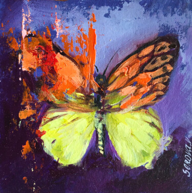 Pintura intitulada "Framed Butterfly Pa…" por Valerie Serova, Obras de arte originais, Óleo