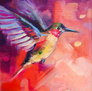 Painting titled "Framed Bird paintin…" by Valerie Serova, Original Artwork, Oil