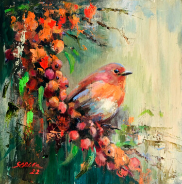 Schilderij getiteld "Bird Original Paint…" door Valerie Serova, Origineel Kunstwerk, Olie