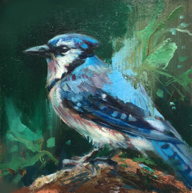 Pittura intitolato "Small bird painting…" da Valerie Serova, Opera d'arte originale, Olio