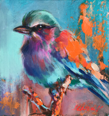 Картина под названием "BIRD PAINTING SMALL…" - Valerie Serova, Подлинное произведение искусства, Масло