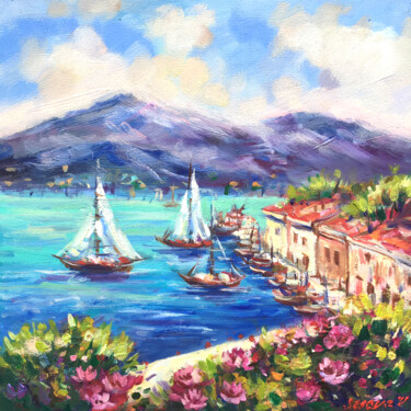 Painting titled "Italy Seascape ORIG…" by Valerie Serova, Original Artwork, Oil