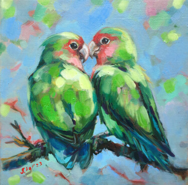 Картина под названием "Bird original paint…" - Valerie Serova, Подлинное произведение искусства, Масло Установлен на Деревян…