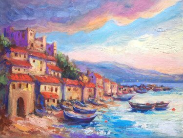 Painting titled "Seascape Painting B…" by Valerie Serova, Original Artwork, Oil