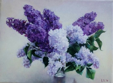 Painting titled "Lilac" by Elizaveta Khudyakova, Original Artwork, Oil